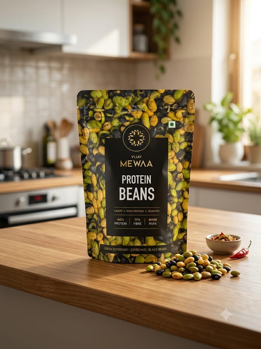 Vijay Mewaa Roasted Protein Beans | High Protein Superfood Snack | Green Soybeans, Soybeans & Black Beans | Rich in Fiber & PUFA | 100% Vegetarian