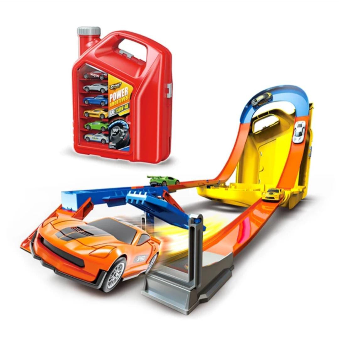 Oil Bottle Storage Ejection Toy Parking Garage Car Track Portable for Kids