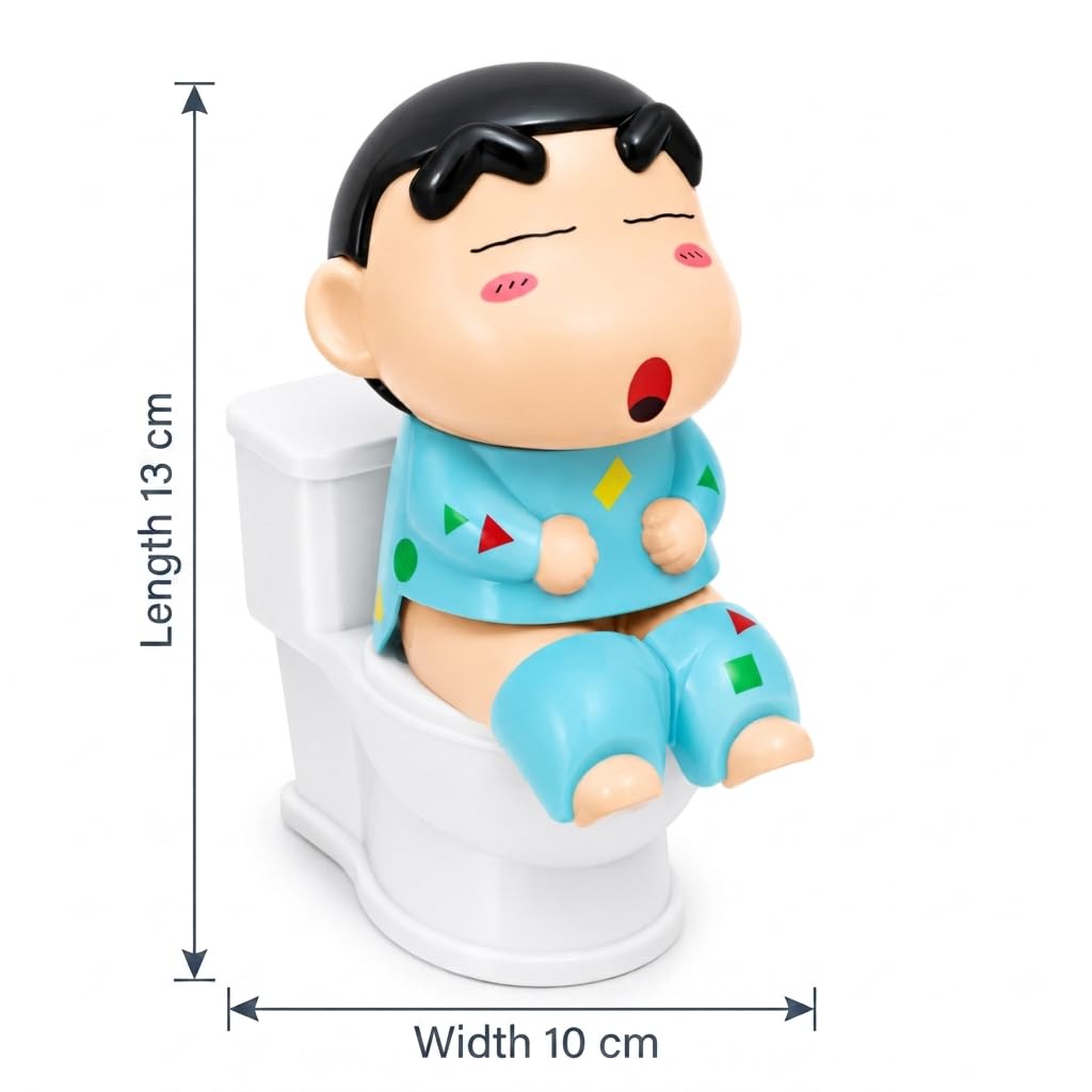 Susu Toilet Shin-chan Toy - Interactive Mini Water Spray Squeeze - Refillable Water Prank Toy for Kids & Adults - Hilarious Desktop Decor & Gag Gift - 13cm