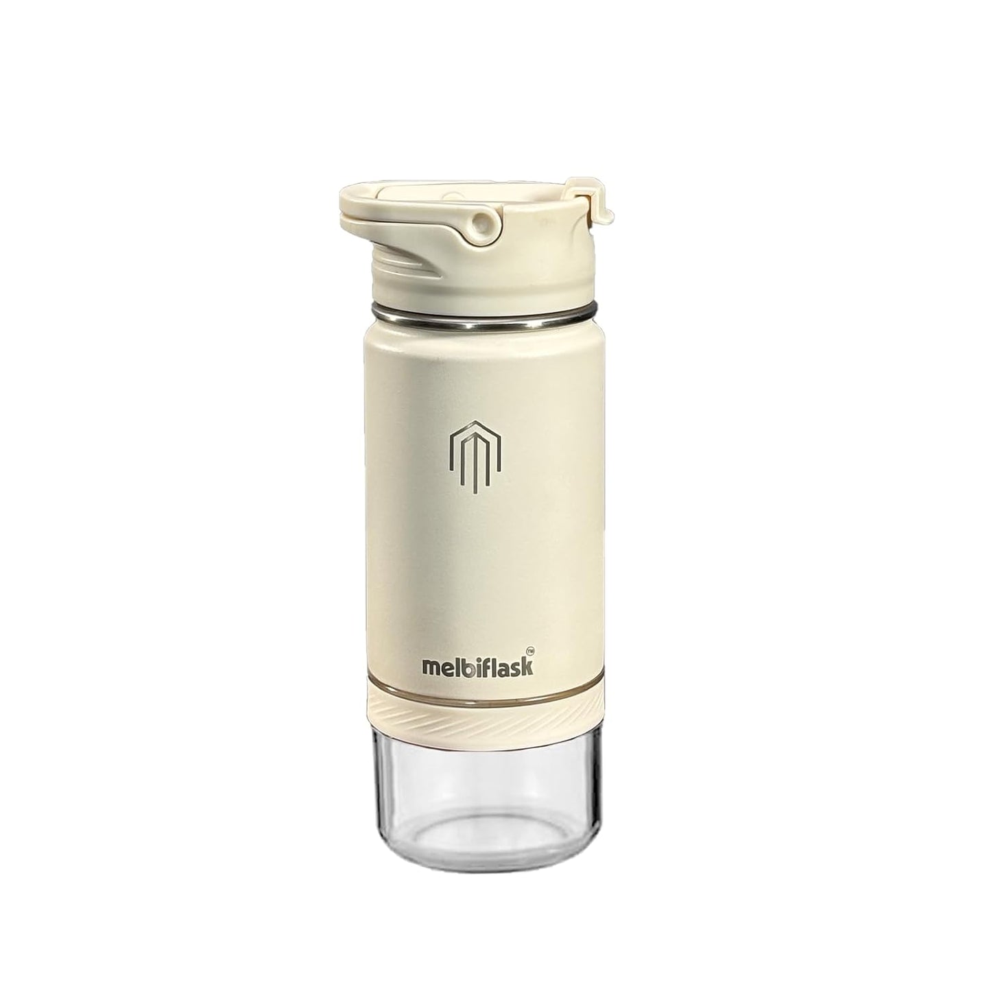 Melbify Melbiflask Mini | 2 in 1 Everyday Flask with Snack Compartment | 500 ml | Black | Hot 12 Hrs/Cold 24 Hrs | Wide Mouth | Easy Flip Lid | BPA-Free | Fits in Bag/Car | Ideal for School, Work, Gym