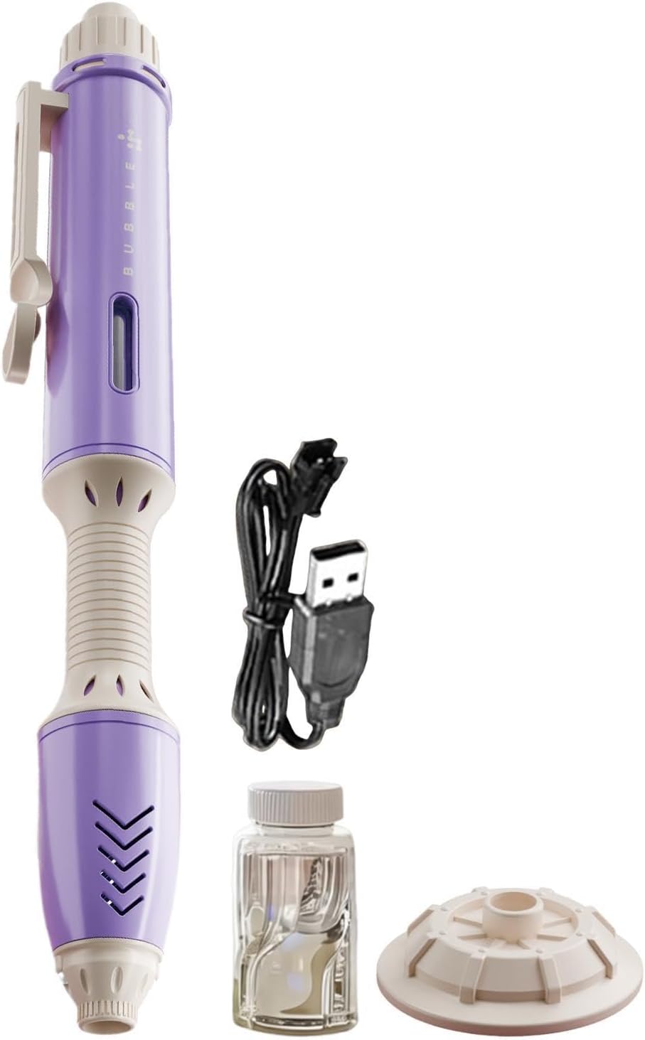 Automatic Pen-Shape Bubble Wand with LED Light – Portable Handheld Foam Maker