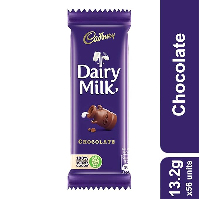 DairyMilk Chocolate Bar 10 rs - 13.2g (Pack of 56) | Smooth & Creamy Milk Chocolate Treats