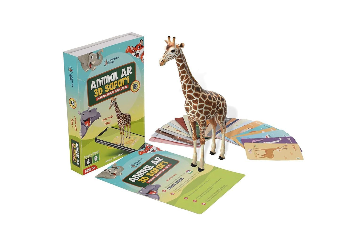 Animal AR 3D Safari Augmented Reality Flash Cards, 42 Cards, Ages 3+, Educational Learning Toy