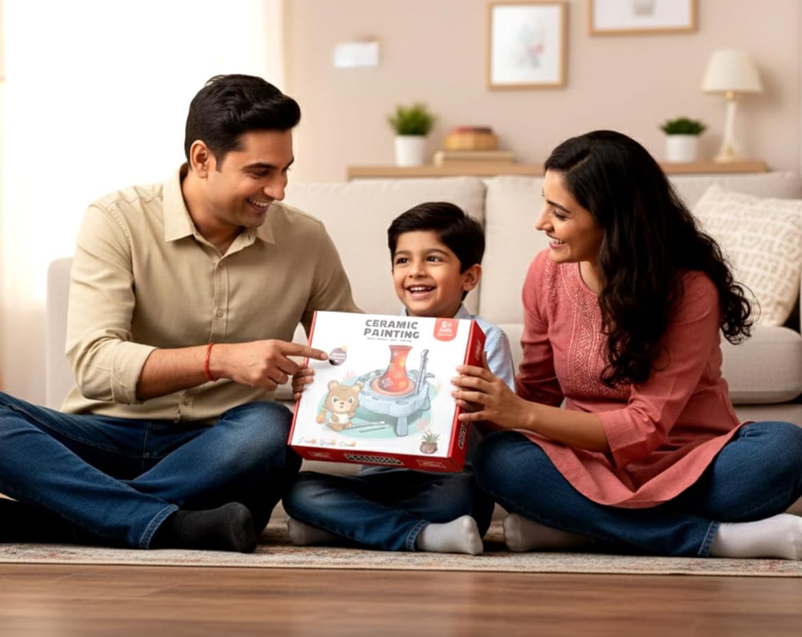 Ceramic Painting Kit with Electric Pottery Table, Ages 6+, Includes Paints and Brushes, Creative Art Toy