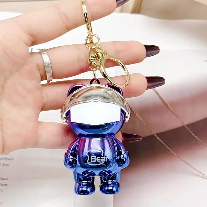 Cute Bear Helmet Keychain for Kids & Girls | Kawaii Cartoon Helmet Keychain Pendant for Backpack, Handbag, School Bag & Car Keys | Pack of 2