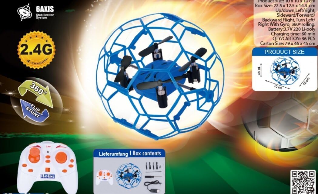 4-Channel Mini RC Remote Controlled UFO Model, Cage Protection, Drone Quadcopter Multicopter with 2.4 GHz Technology