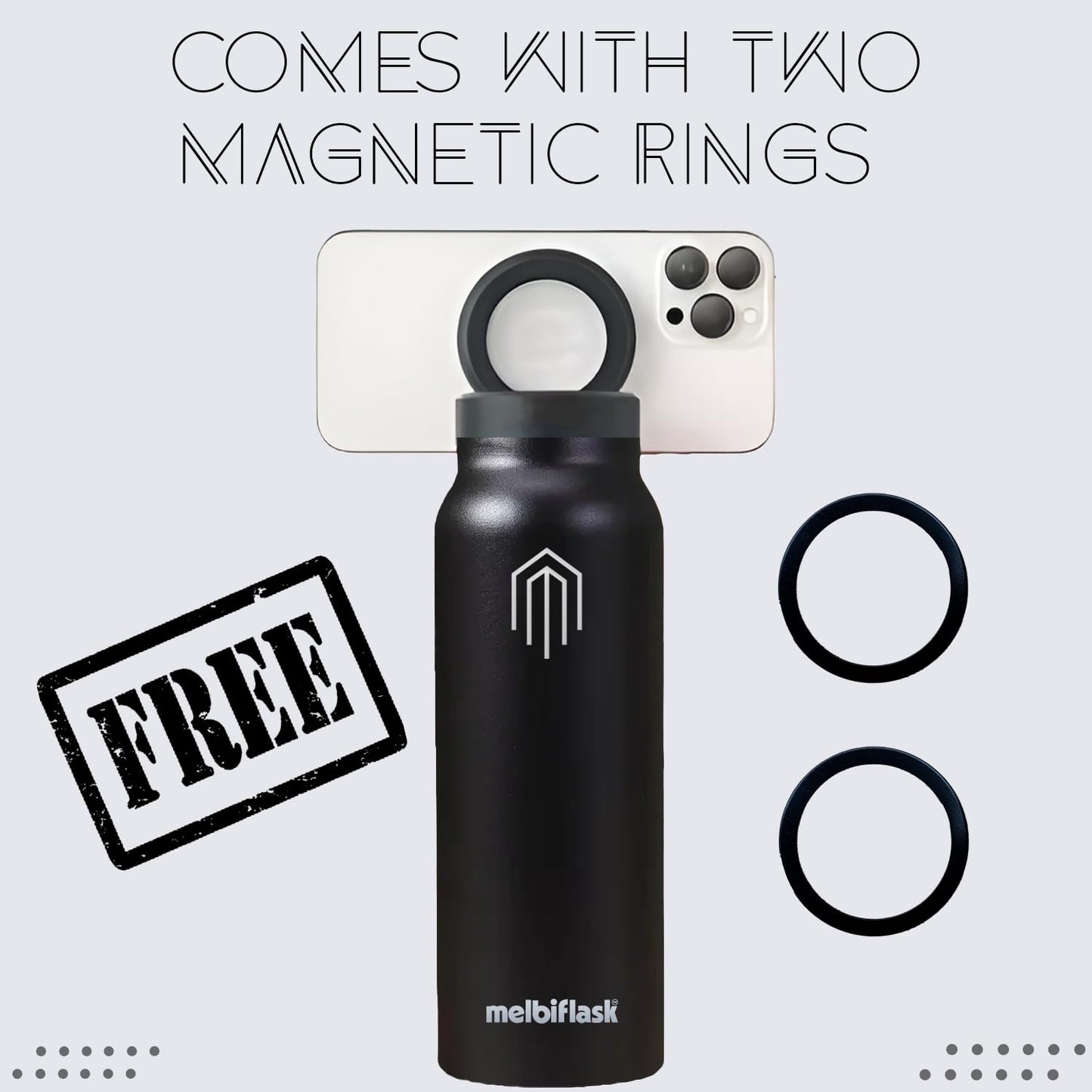 Melbify | Sipper Water Bottle with Magnetic Tripod | 750 ML| Melbipod Black | Perfect for Creators On-the-Go Vlogging, Fitness, Travel | 3 Hour Hot & 6 Hour Cold | 5 Colors | BPA Free