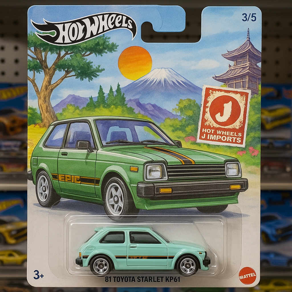 🚗 1981 Toyota Starlet KP61 – Hot Wheels J-Imports 🇯🇵 (Japanese Series #3/5)