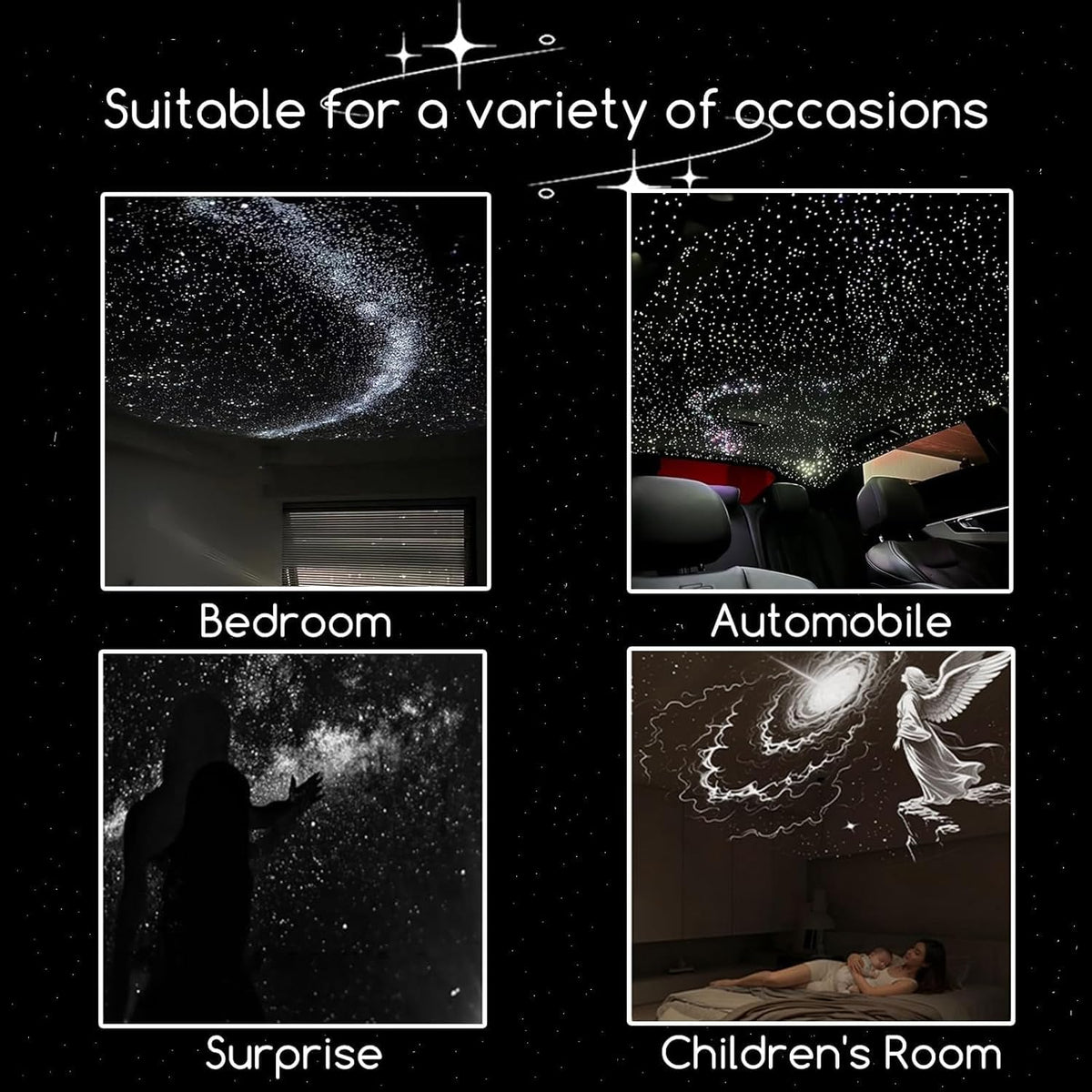 Galaxy Star Projector Night Light, 2-in-1 Astronaut Nebula Projector Lamp with 360° Rotation, USB Mini LED Ceiling & Wall Starry Moon Light for Bedroom, Kids Room & Home Decor (2 Slide)