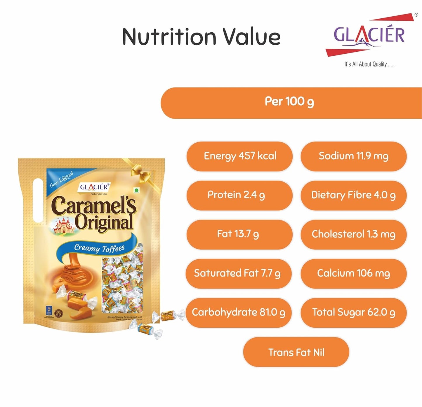 Glacier Caramels Original 100Pcs Each / (Pack of 1)