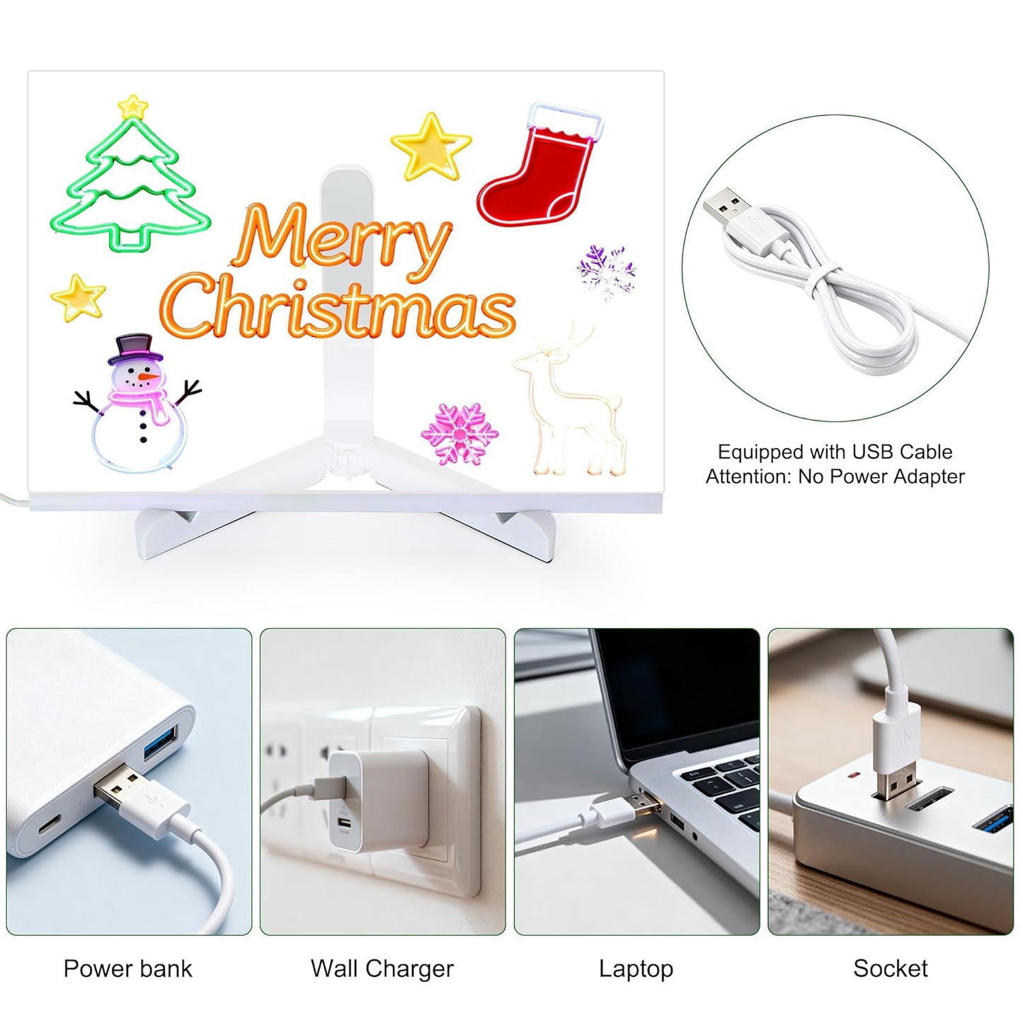 LED Acrylic Glow Board with 7-Color Light | Dry Erase Message Board with Stand