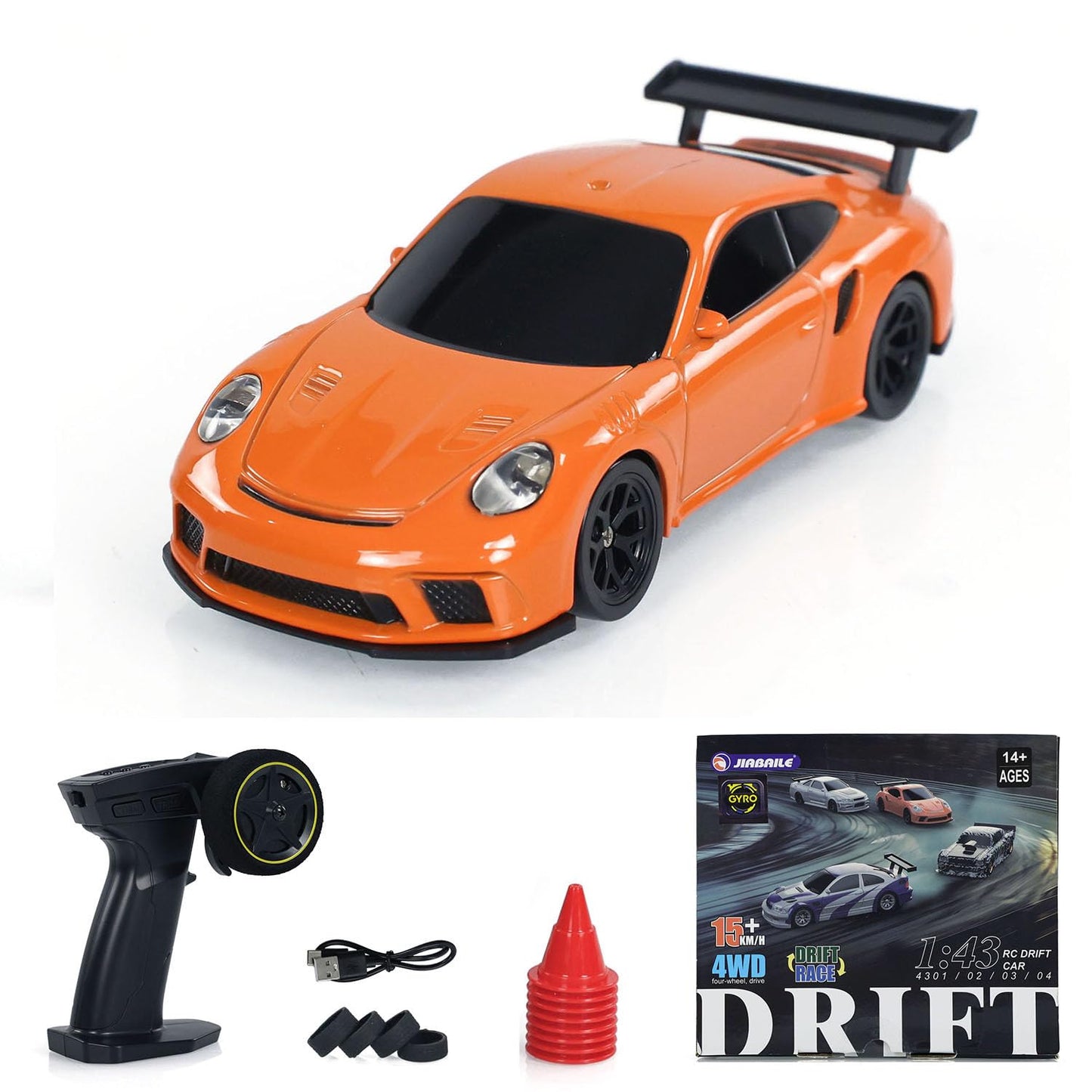 Mini Turbo Drift 1:43 Scale 4WD RC Car – 2.4GHz High-Speed Remote Control Drift Racer with LED Lights, Gyro Stability & Rechargeable Battery