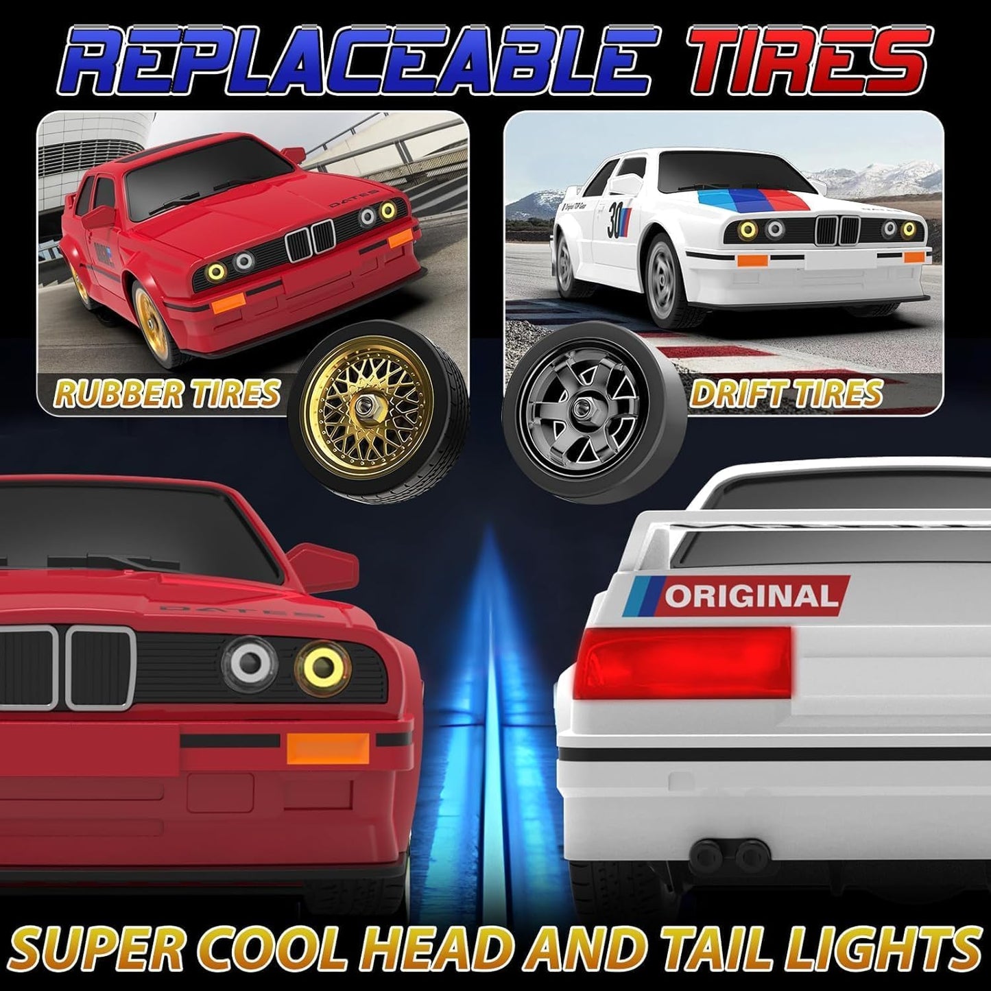 Classic Legend 1:16 Scale RC Drift Car – 2.4GHz 4WD 30KM/H High-Speed Remote Control Car with LED Lights, Dual Batteries & Drift Tires