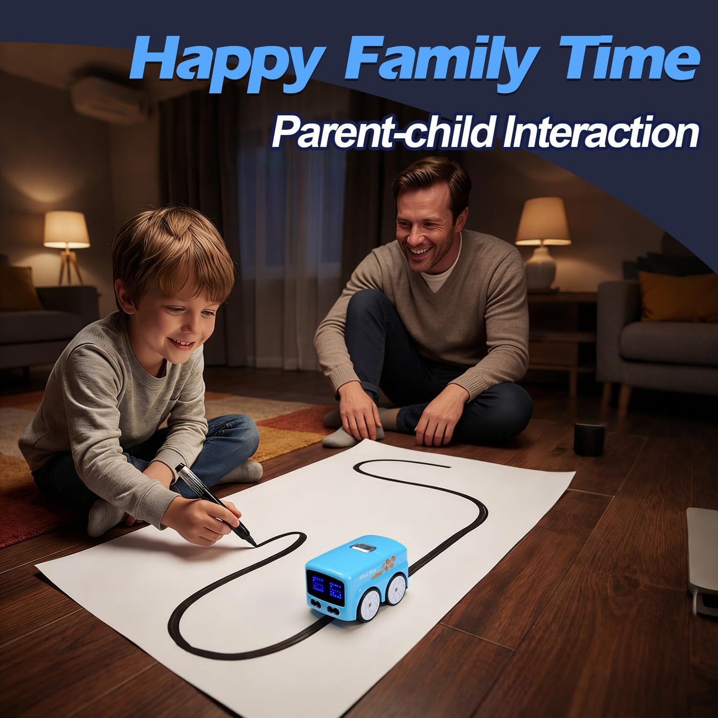 Magic Mini Bus, 2.4 GHZ Inductive Car That Follows Drawn Line, Interactive Magic Mini Bus with Gestures Follow & Escape Modes, Idea Gift for 6+ Kids Boys Girls and Adults (Random Color)