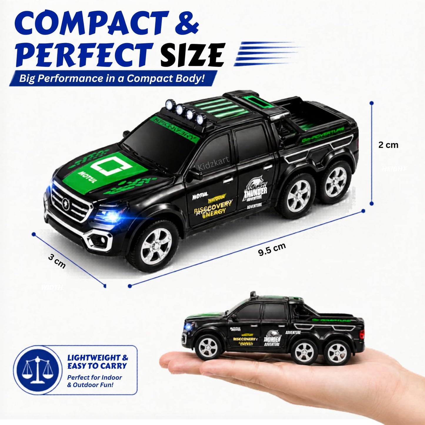 2.4GHz Remote Control Car for Kids, Alloy Body Mini SUV RC Car with 3 Speed Modes, One-Key Demo, LED Lights, USB Rechargeable Battery, Long Range Control Toy Car for Boys & Girls 6+ Years