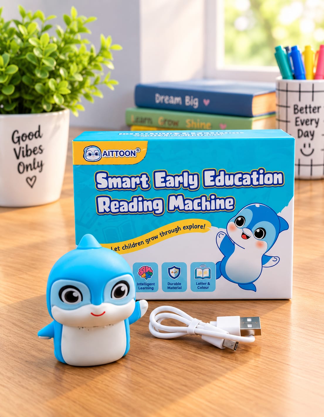 AITTOON Smart Dolphin Point-and-Read Audio Toy – Bilingual Early Learning & Speaking Companion for Toddlers & Preschoolers