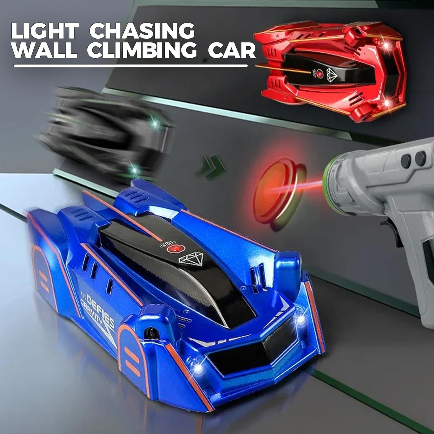 GravityRacer™ Wall Climbing RC Car Laser-Guided Anti-Gravity Car with LED Lights & 360° Stunts for Kids