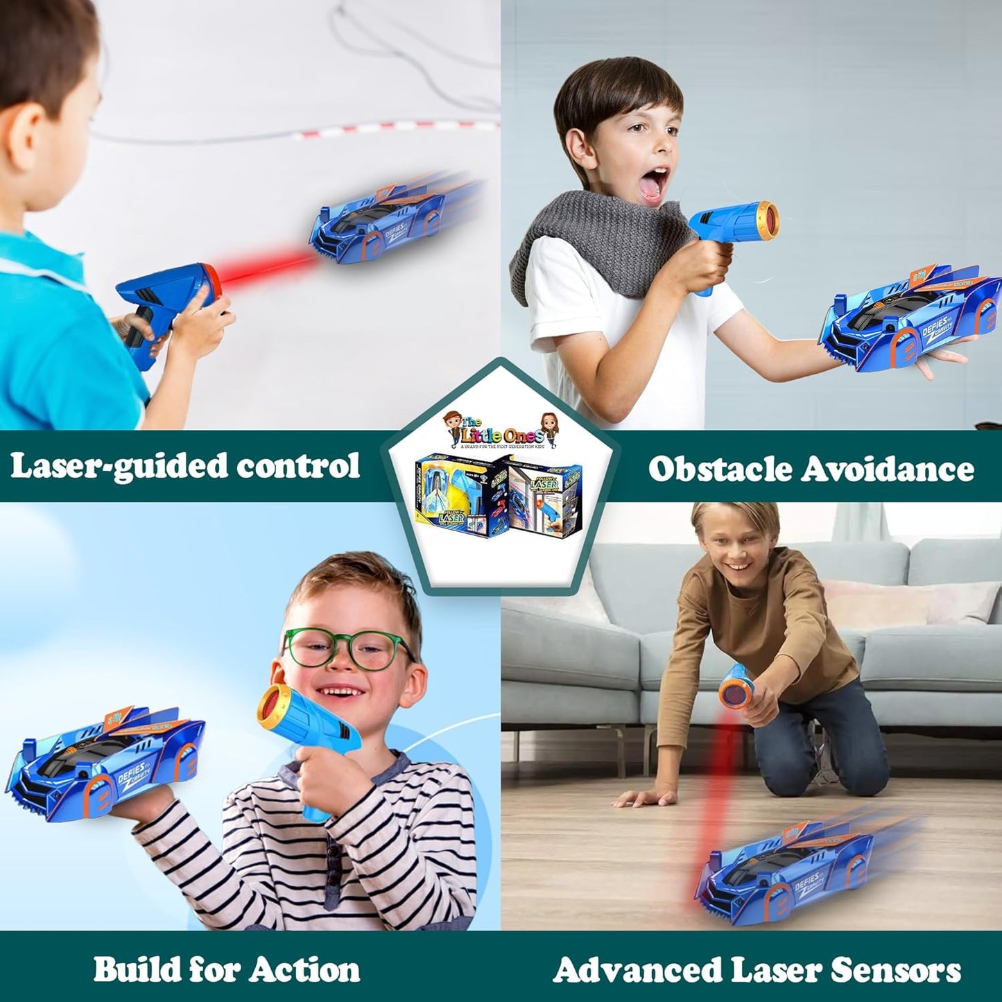 GravityRacer™ Wall Climbing RC Car Laser-Guided Anti-Gravity Car with LED Lights & 360° Stunts for Kids