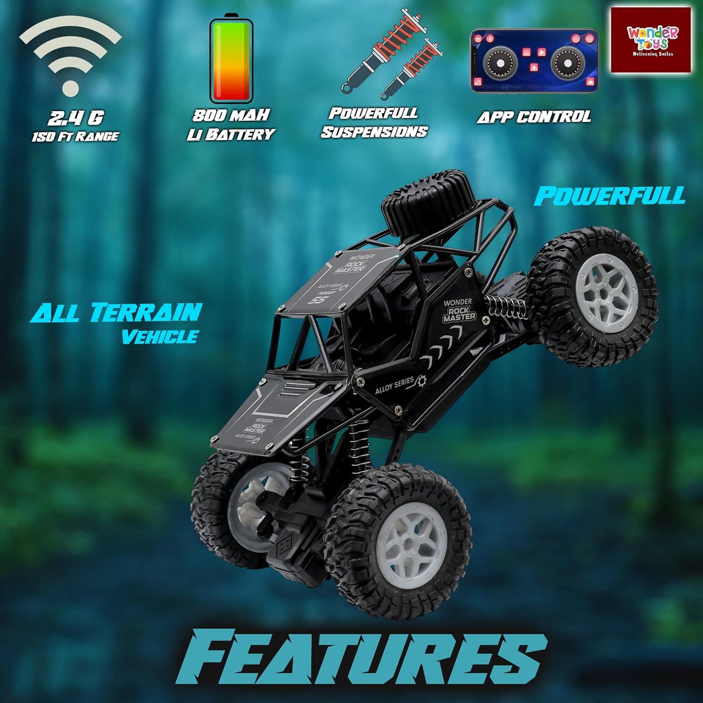 Wonder Toy Remote Control Rock Crawler Master Car for Kids - Monster Truck Rock Climbing Car Toy for Kids (Random Colours)