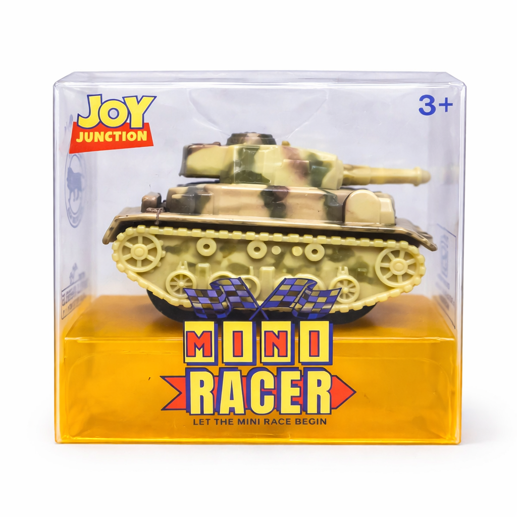 Joy Junction Mini Racer Assorted Vehicles Set (Pack of 8) | Mini Construction & Military Toy Cars for Kids (3+) | Made in India