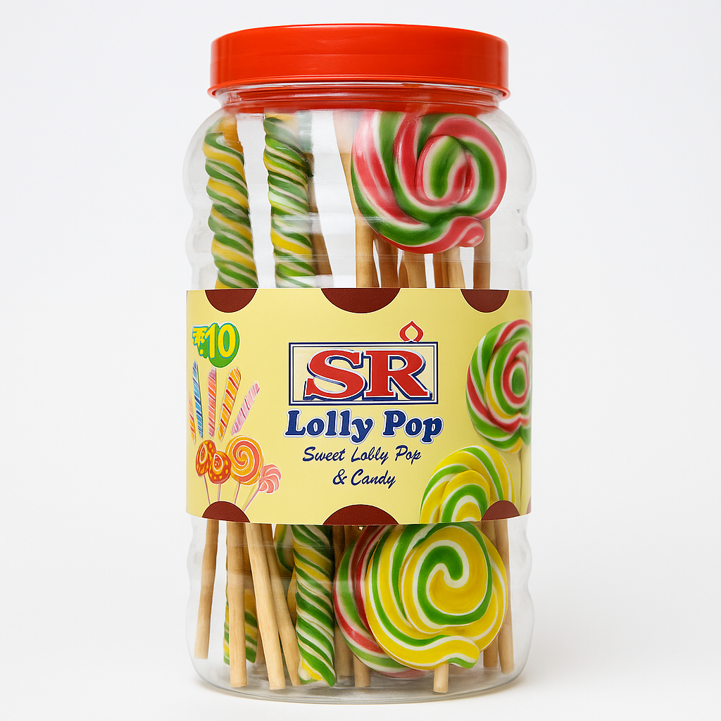 Swirl Lollipop & Candy Jar – Assorted ₹10 Lollies