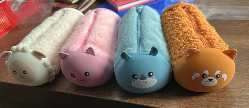 Plush Animal Pencil Case Set - Cute Zipper Pouch Collection