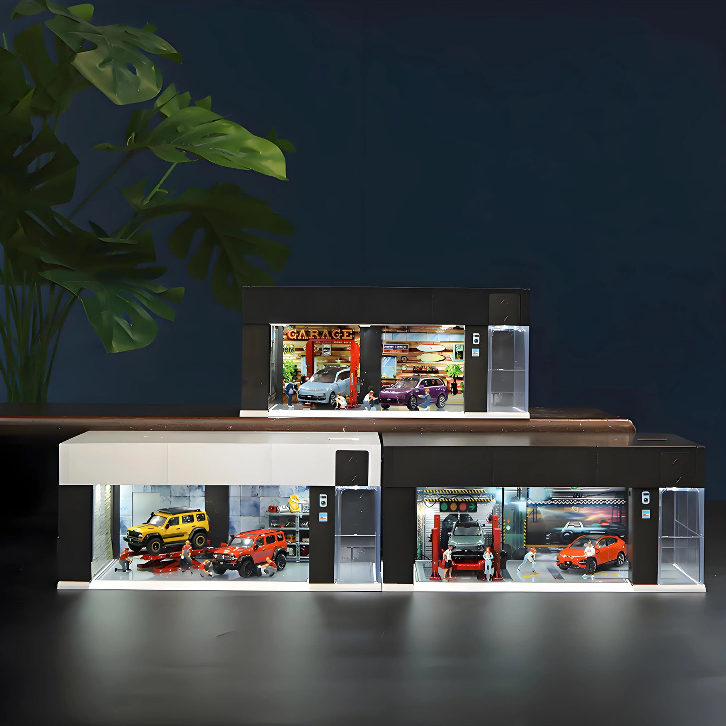 Car Garage Display Case with Door & LED Lights β Dustproof Storage for Model Cars (1:64 Scale)