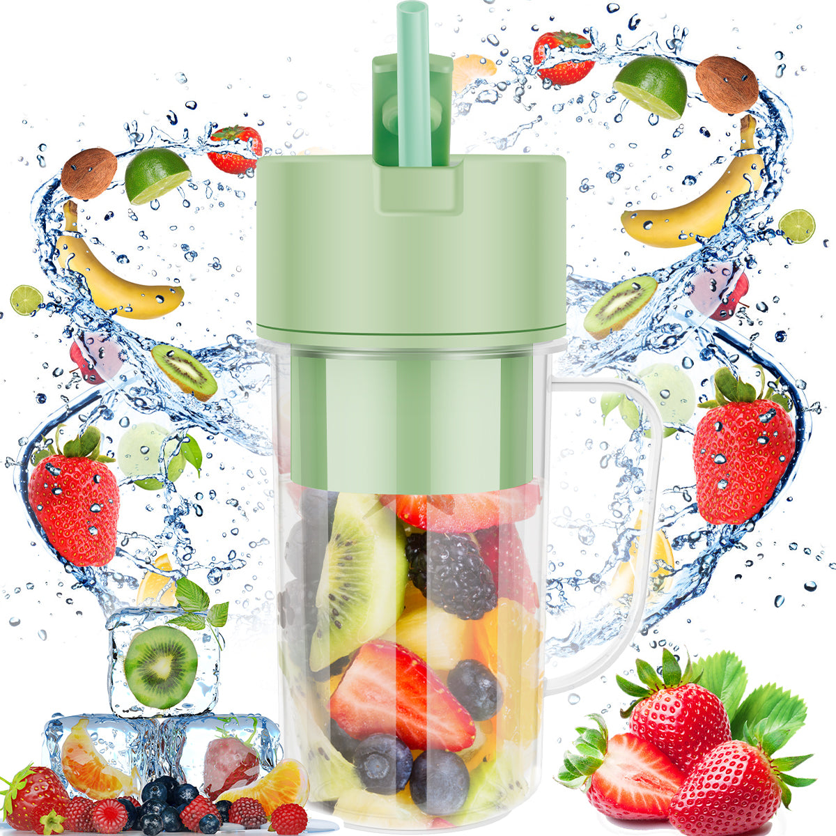 Portable Juice Blender 340ml (Cup with Handle Straw)