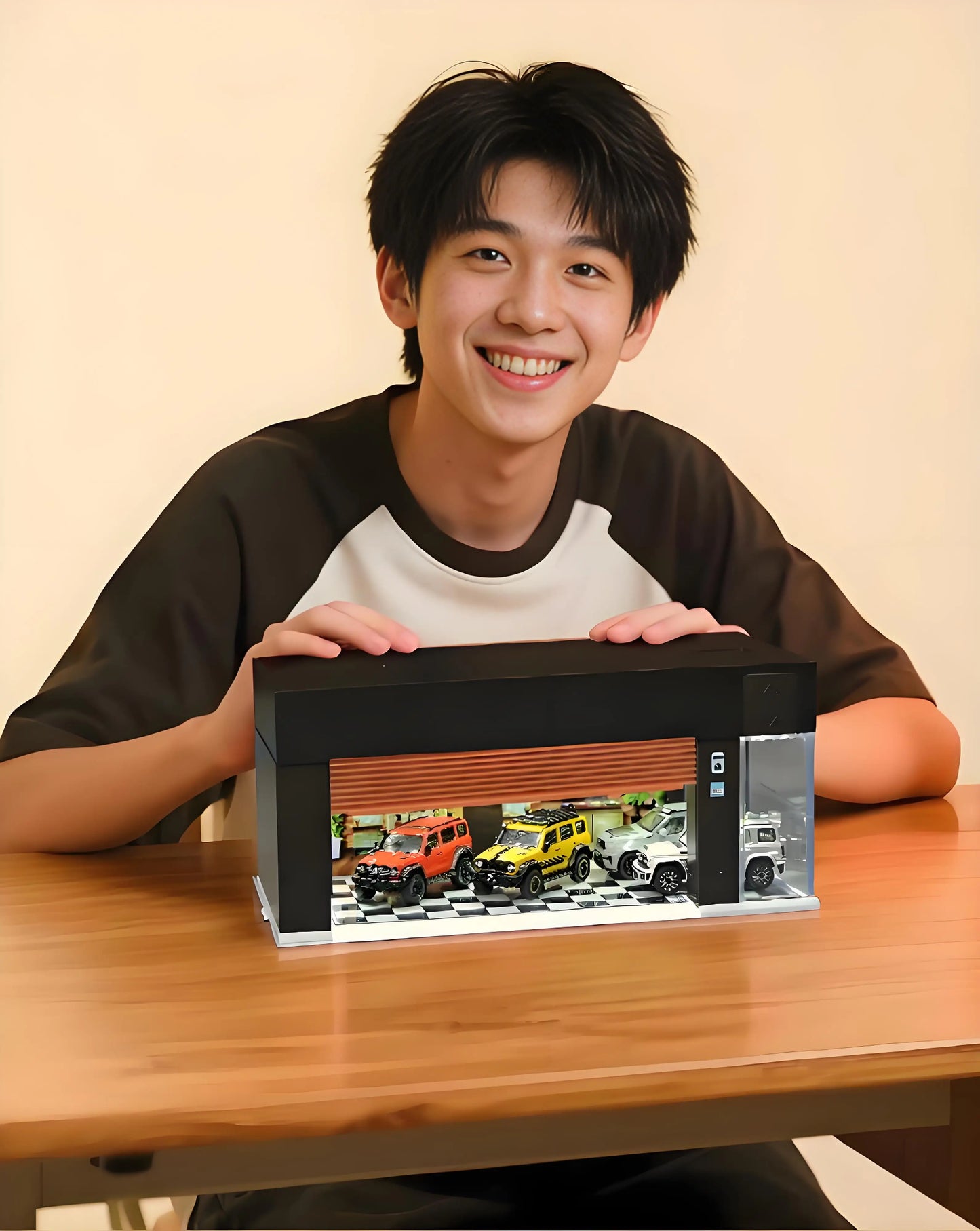 Car Garage Display Case with Door & LED Lights β Dustproof Storage for Model Cars (1:64 Scale)
