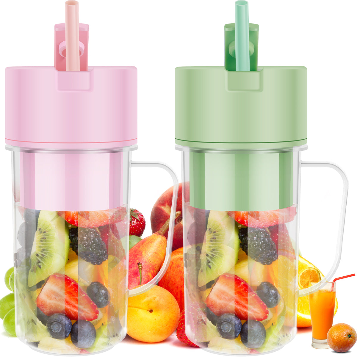 Portable Juice Blender 340ml (Cup with Handle Straw)