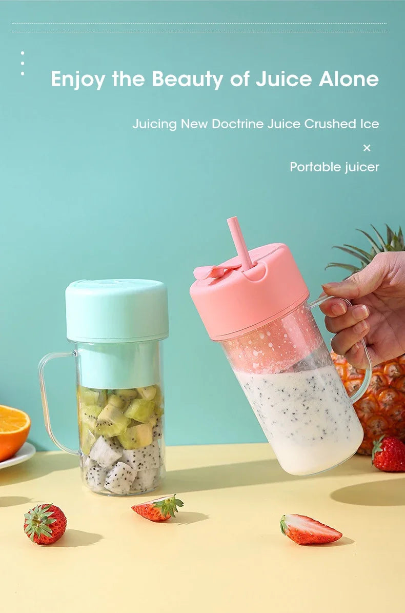 Portable Juice Blender 340ml (Cup with Handle Straw)