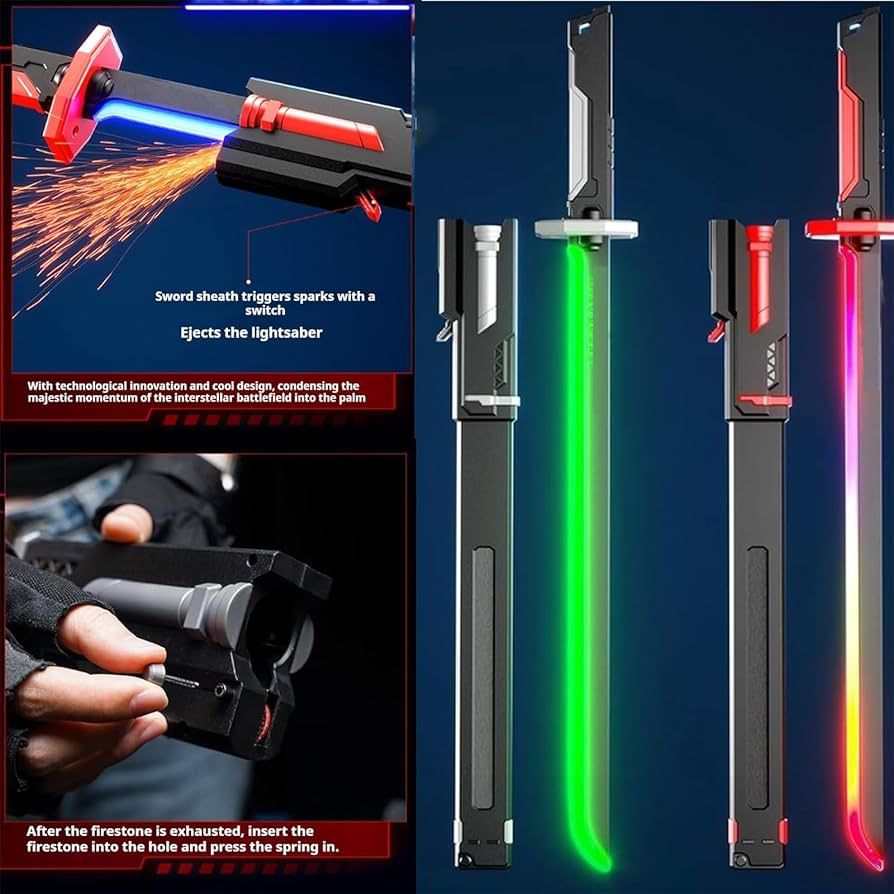 Katana Spark FX Lightsaber Sword – LED Light Blade with Real Sparks & Smoke Effect
