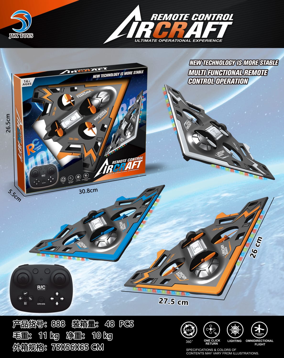 AeroForce™ RC Fighter Jet — 360° Stunt Plane with LED Lights & Rechargeable Remote Control