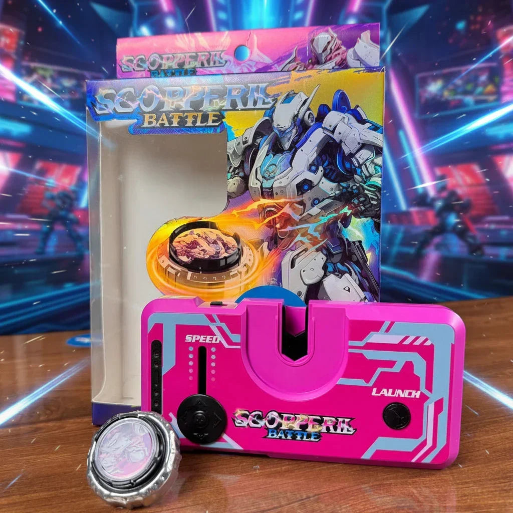 Scopperil Battle Spinning Top Launcher Set with Speed Control & Battle Arena Disc (Bay Blade) | Action Fighting Toy for Kids & Adults