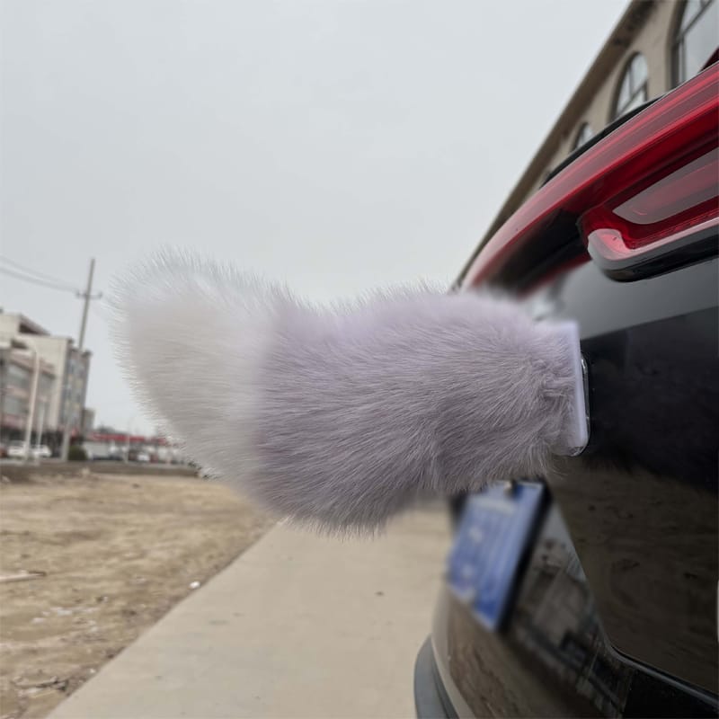 Cute Moving Cat Tail Decor – Multi-Purpose Snap-On Faux Fur Wagging Tail for Scooters, Bikes, Helmets, Cars