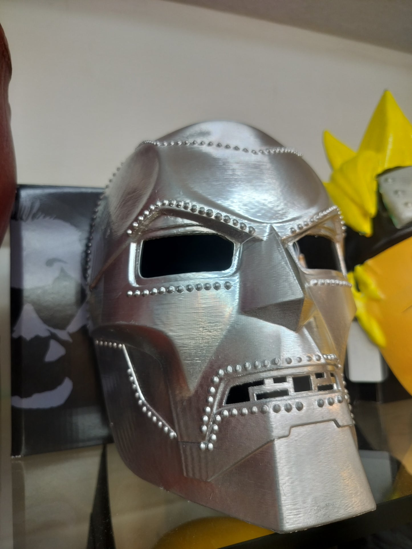 Doctor Doom Cosplay Mask – Metallic Silver Armor Style Villain Helmet