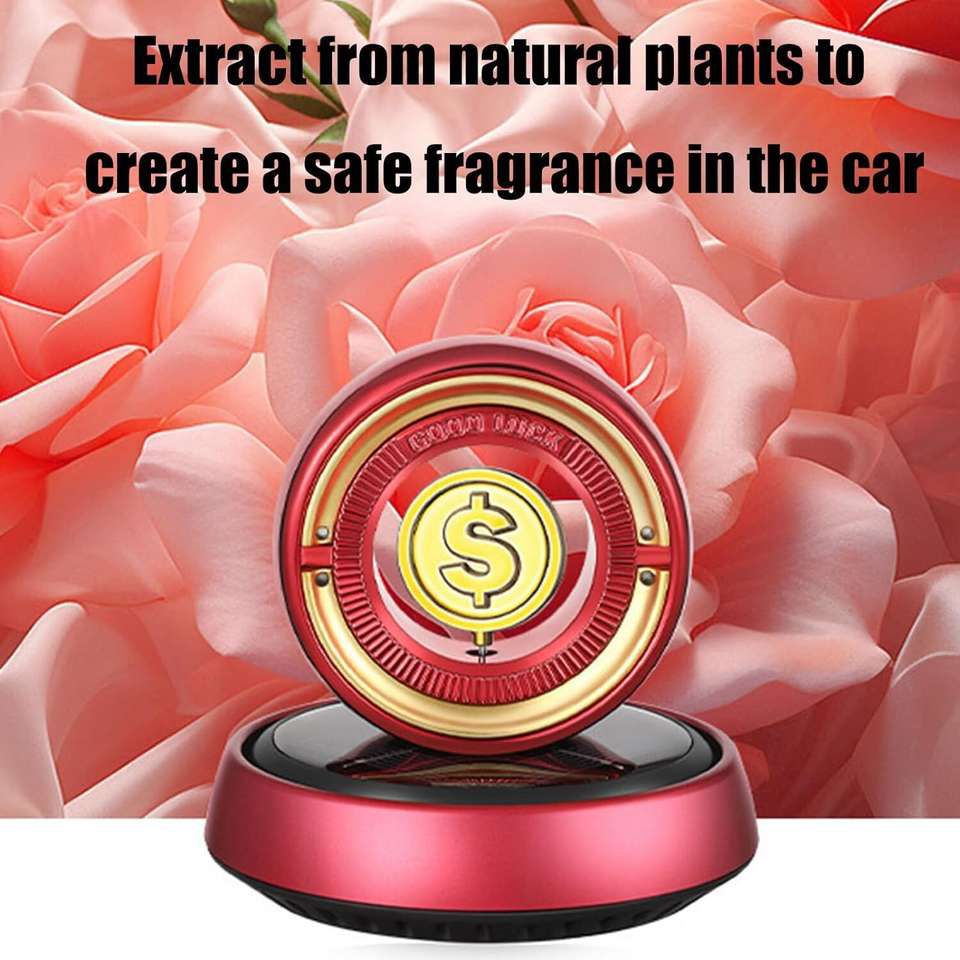 Solar-Powered Rotating "Good Luck" Car Air Freshener & Aromatherapy Diffuser
