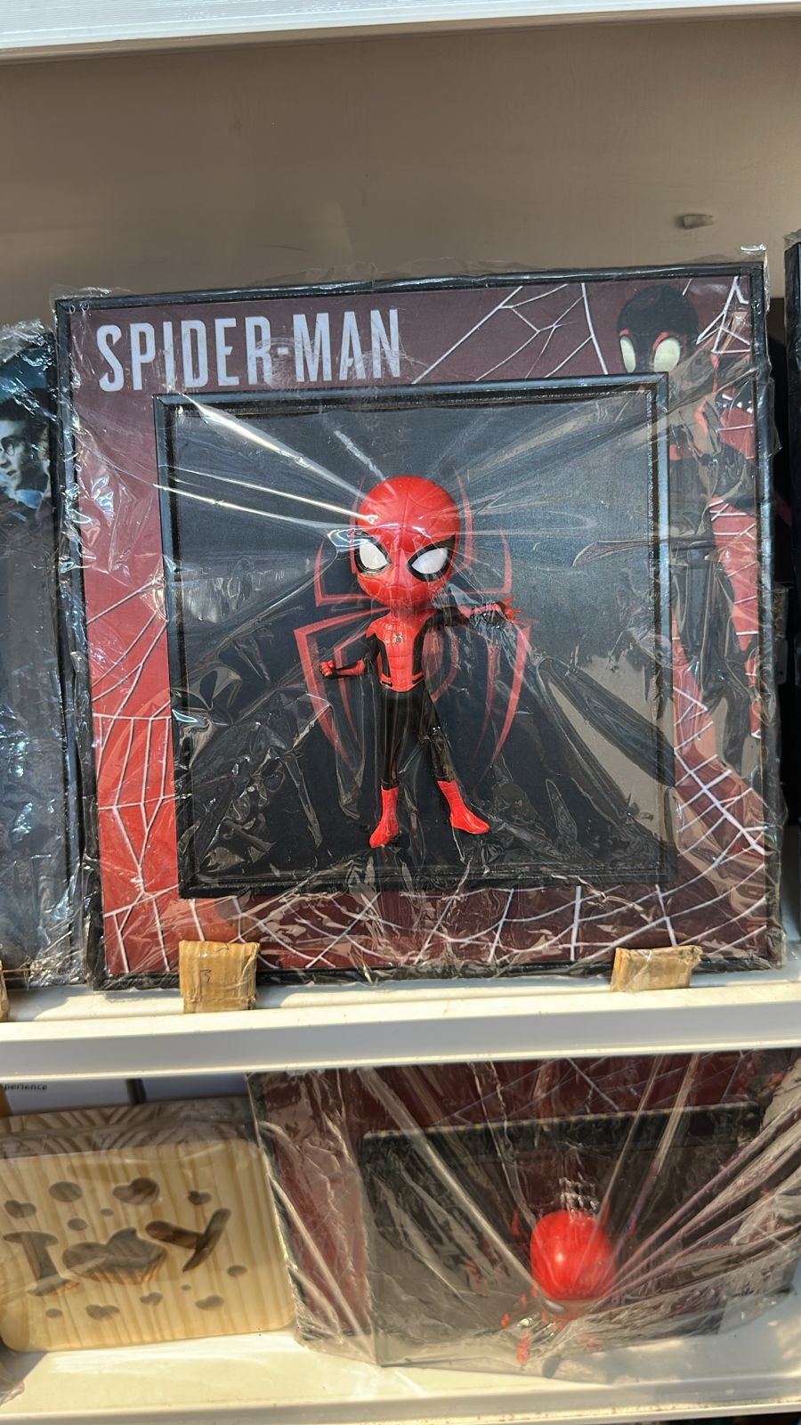Spider-Man, Thor, and Harry Potter Collectible Figure Trio in Display Frame