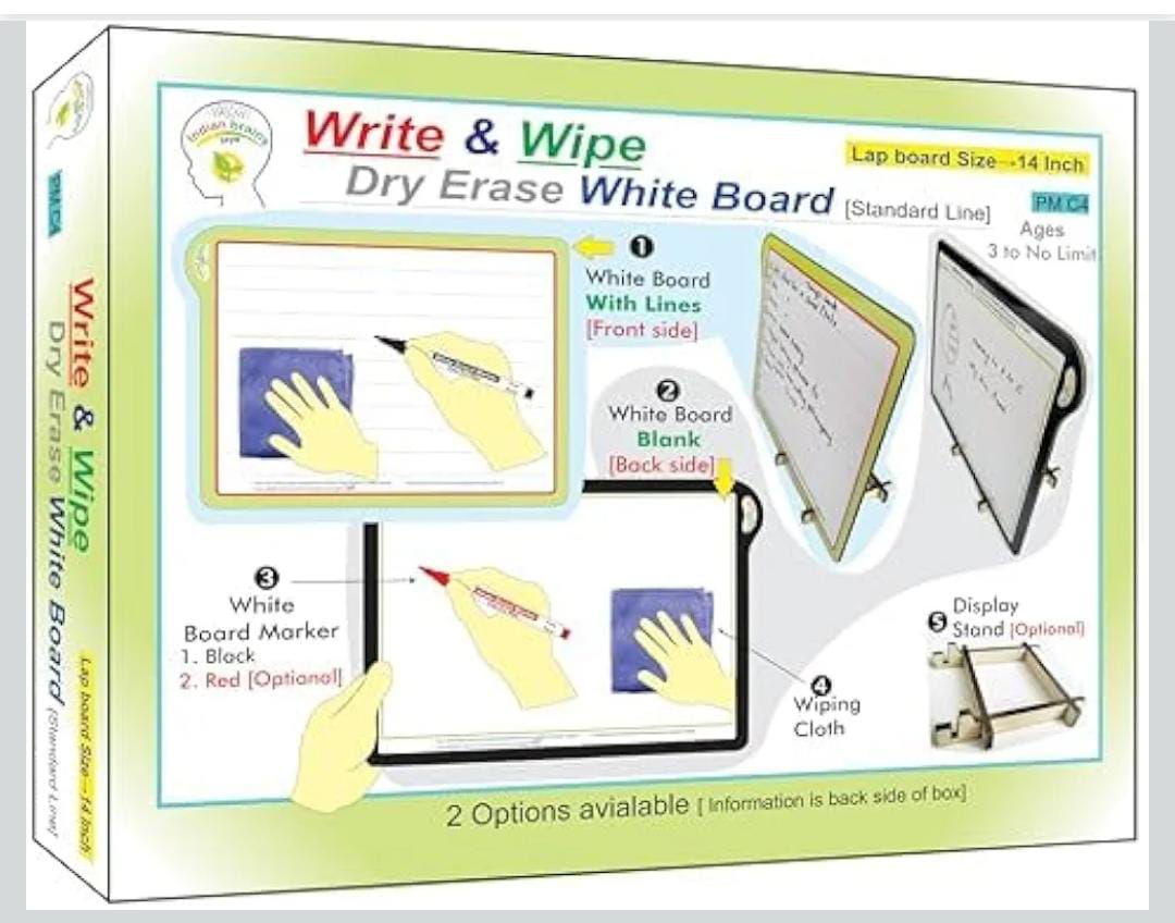 Indian Brains Dual-Sided Wooden Magnetic Whiteboard Kit