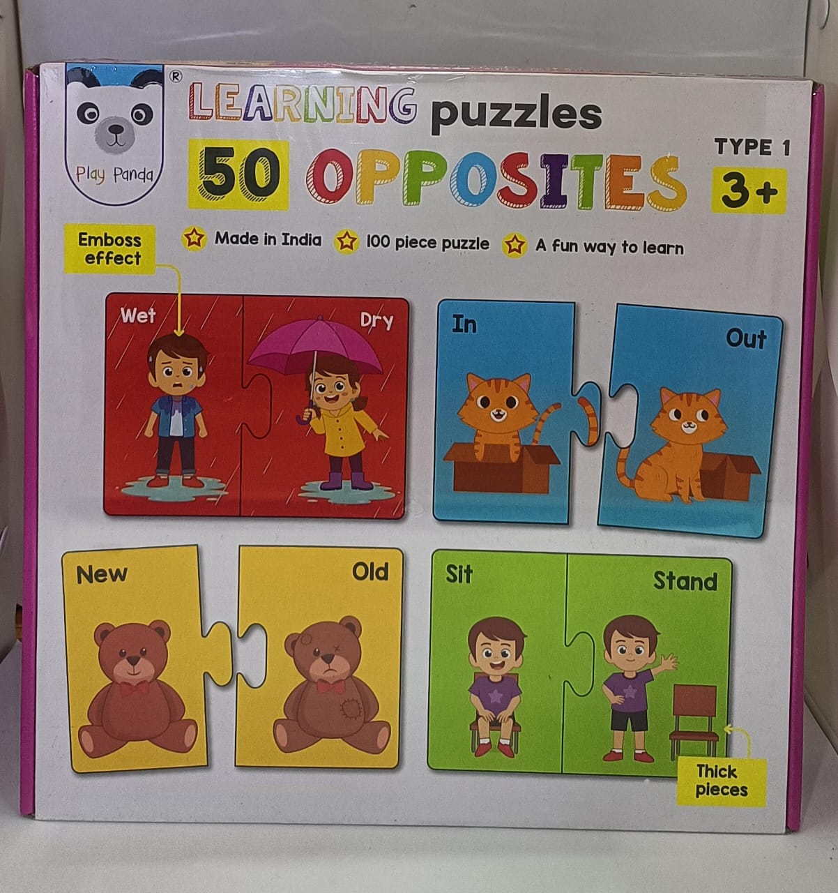 Play Panda Learning Puzzles - 50 Opposites (100 Pieces, Type 1, Ages 3+)