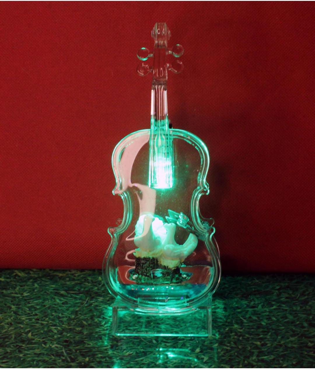 Crystal Violin LED Showpiece with Love Birds