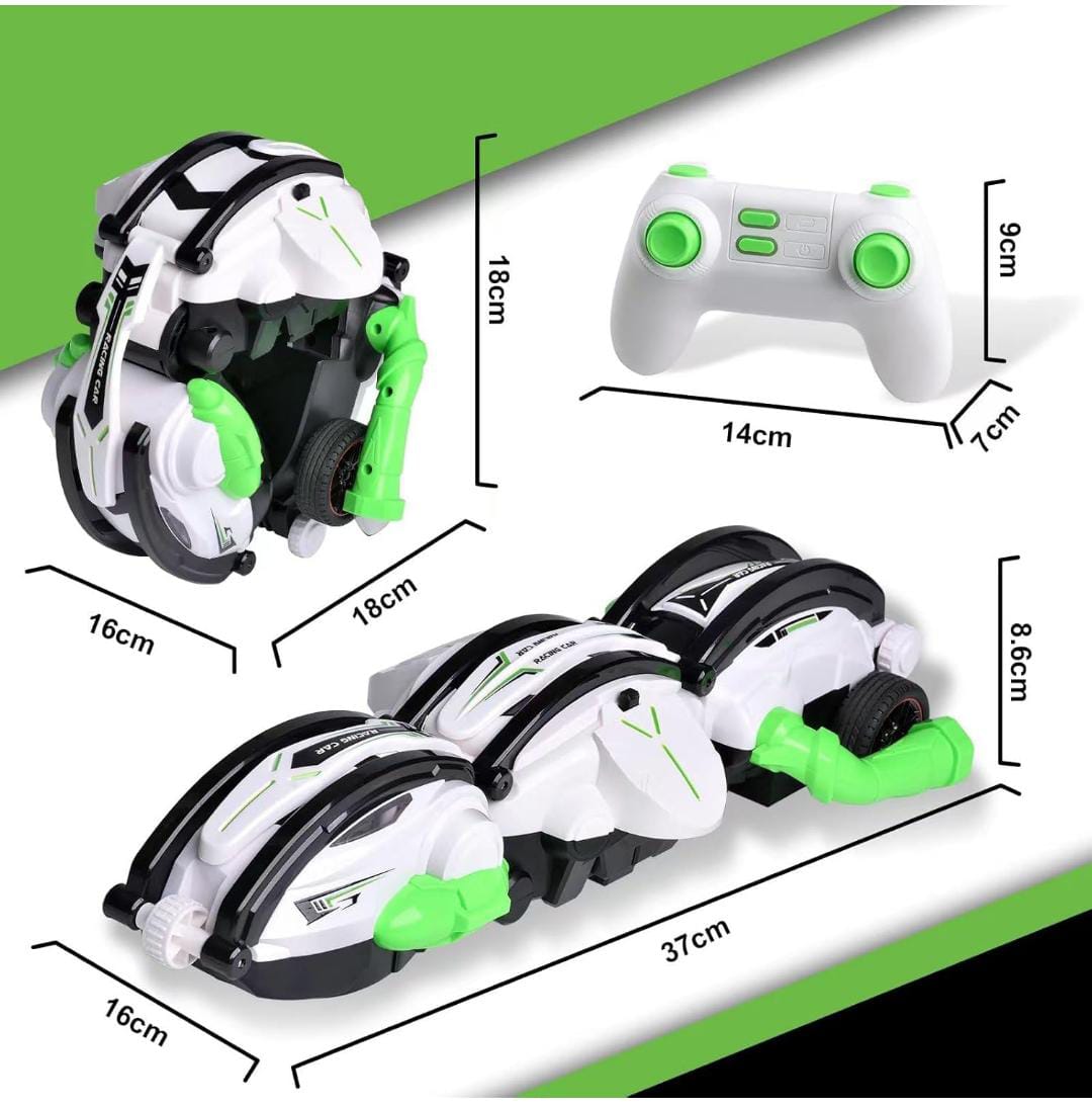 Transforming Stunt RC Car – 2-in-1 Remote Control Racer & Robot with 360° Spins and LED Lights