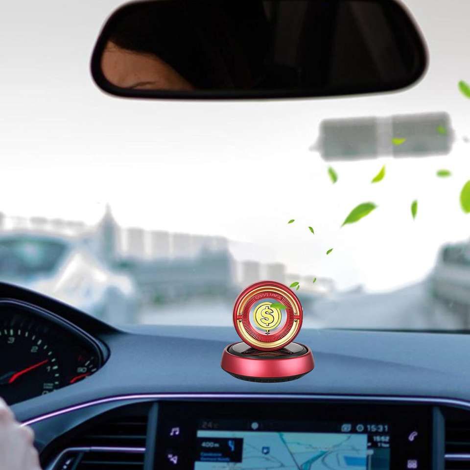 Solar-Powered Rotating "Good Luck" Car Air Freshener & Aromatherapy Diffuser