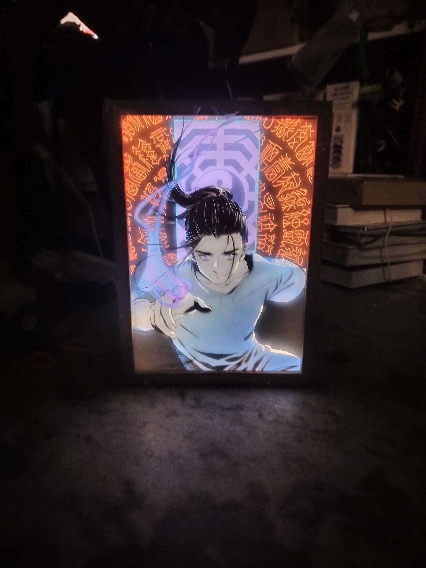 Gojo-Inspired Anime LED Wall Frame – Sorcerer Theme with Spell Circle Glow