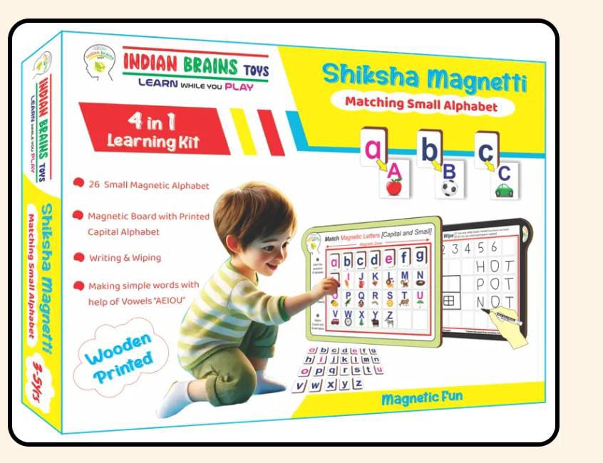 Indian Brains Match Magnetic Letters Board – Capital & Small Alphabet Learning Toy for Kids