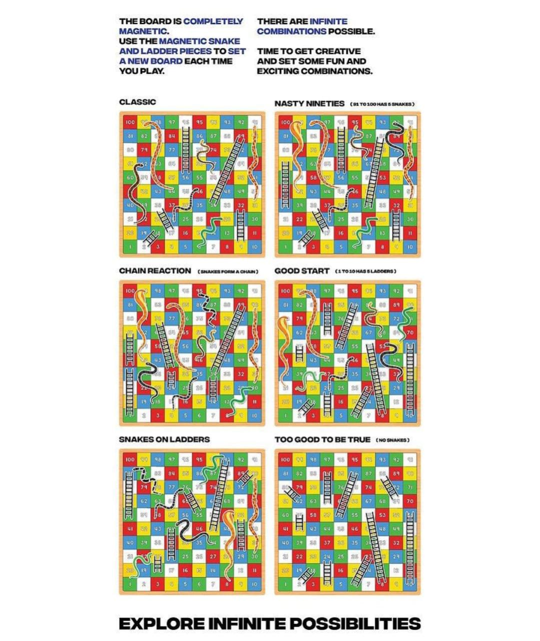 Play Panda Magnetic Snakes and Ladders Infinity Board Game