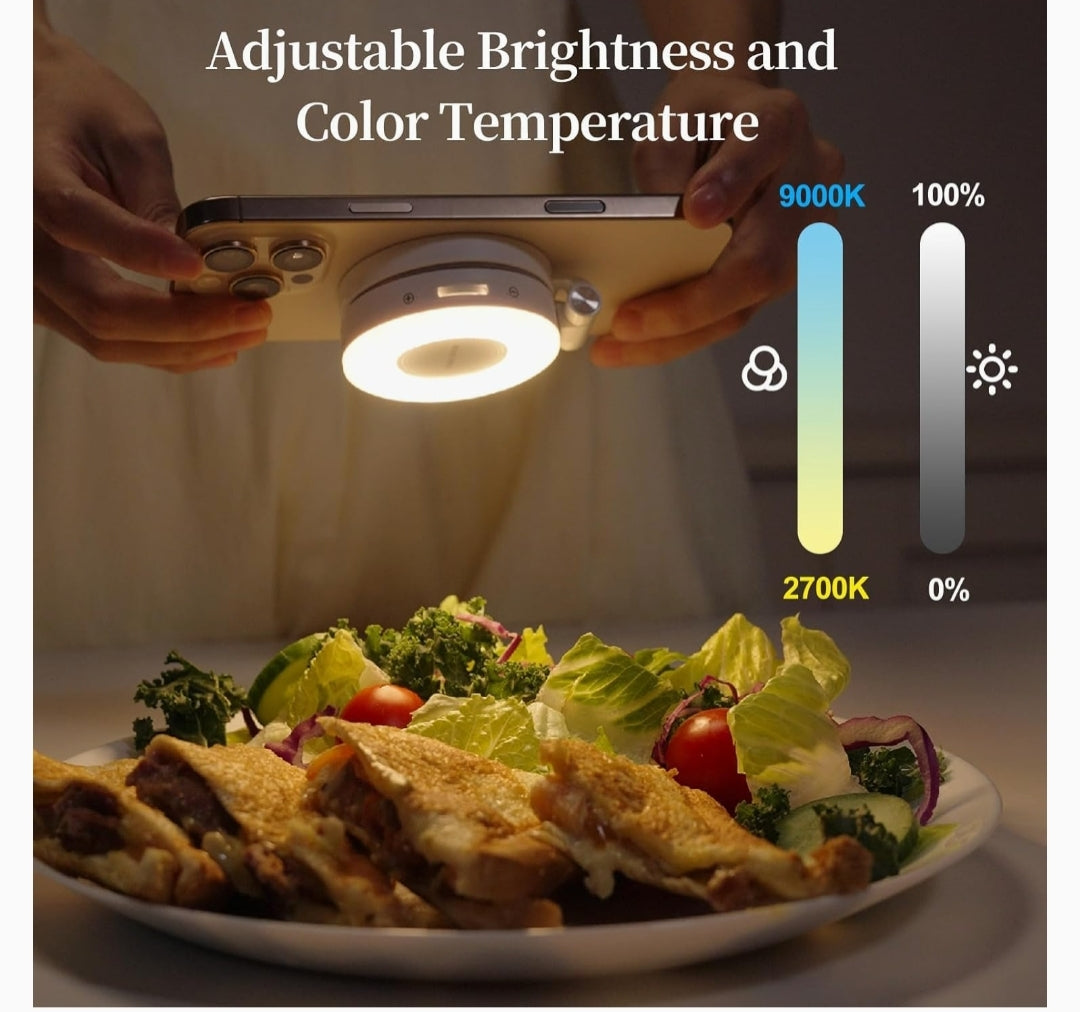 Magnetic Beauty Selfie Light with 2.4" Mirror, Adjusted 3 Modes, Rechargeable Fill Light for Selfies, Photography,Makeup,Vlog (3-in-1 Magnetic Beauty Selfie Light)