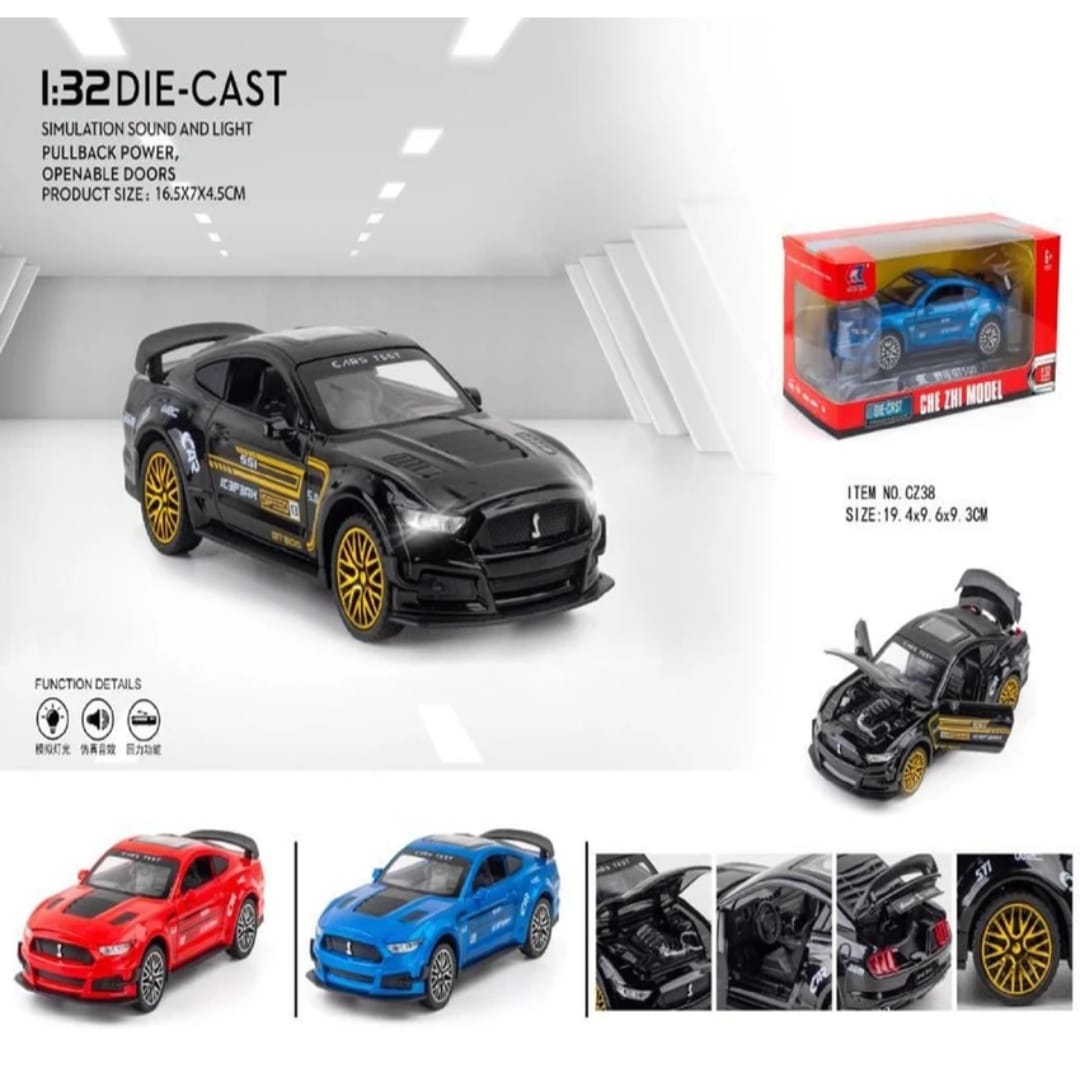 Mustang GT500 DieCast Car – 1:32 Scale | Pull Back | Light & Sound | 3 Colors