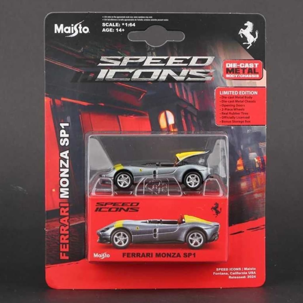 Maisto Speed Icons Ferrari Monza SP1 Die-Cast Car(Grey with Yellow Accents)