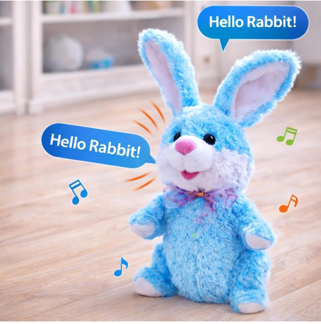 Interactive Talking Rabbit Toy for Kids | Repeating Bunny Plush with Voice Recording, Music & Movement